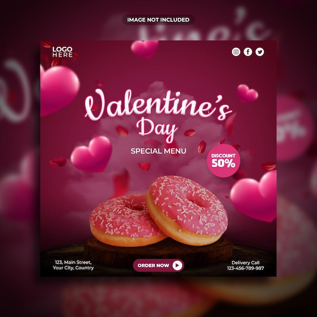 Valentine's day special menu social media post template