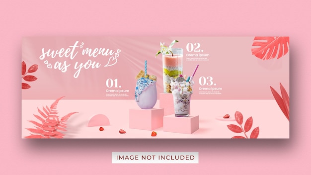 Valentine's drink menu promotion social media facebook cover banner template