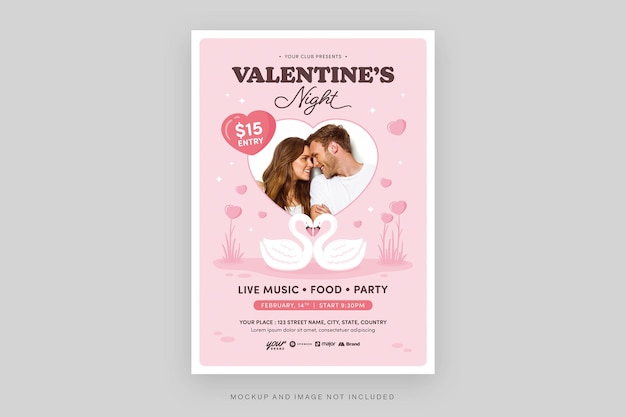 Valentine's Night Party Flyer Template in PSD