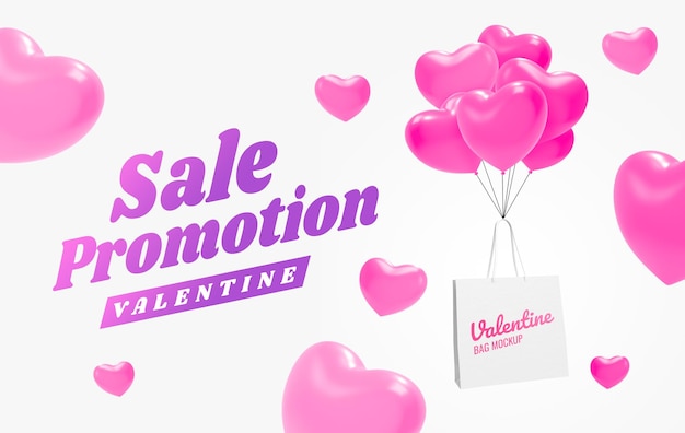 Valentine shopping promotion banner mockup