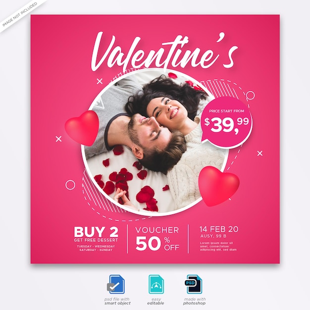 Valentine social media post banner template