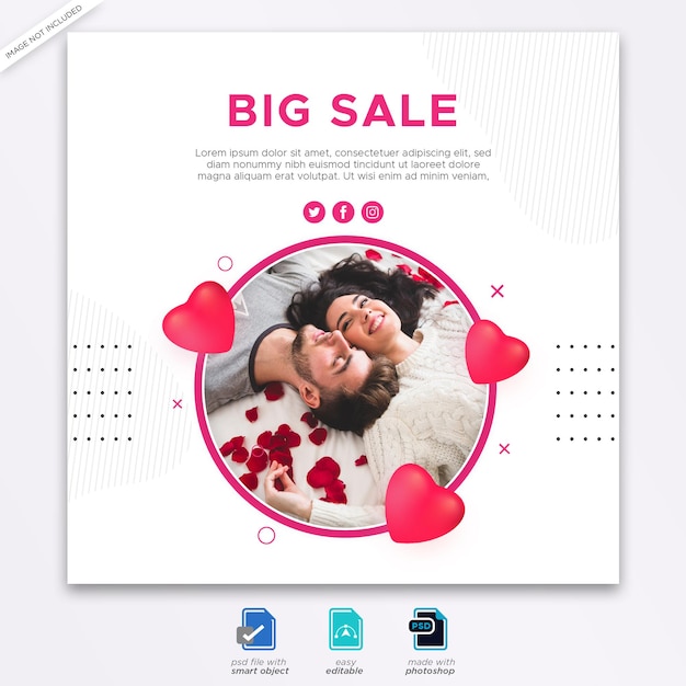 Valentine social media post banner template 