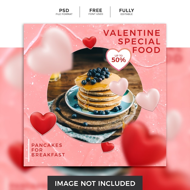 Valentine sood modern instagram posts template for breakfast restaurant