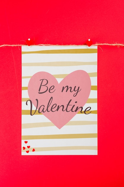 Valentines card mockup on clothes line