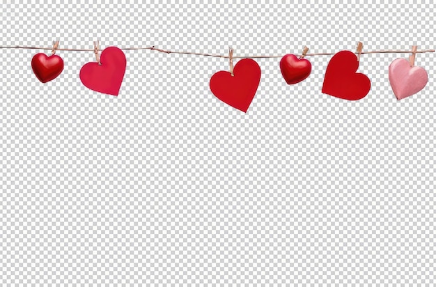 PSD valentines day background with pink heart on a transparent background