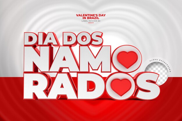 Valentines day in brazilian in 3d rendering