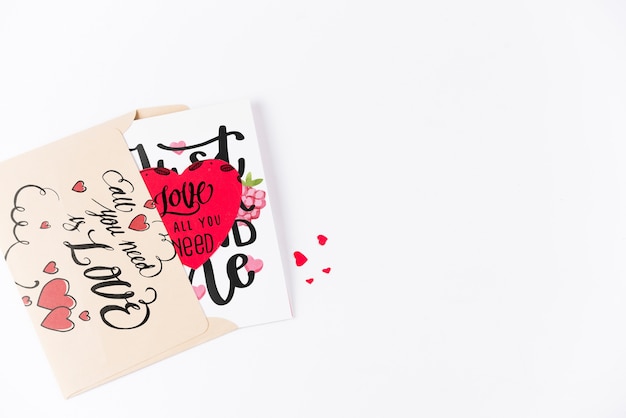 PSD valentines day card mockup with copyspace