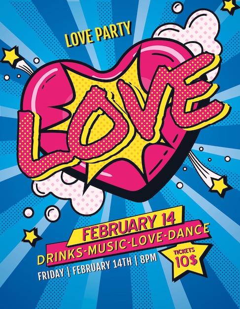 PSD valentines day cartoon flyer