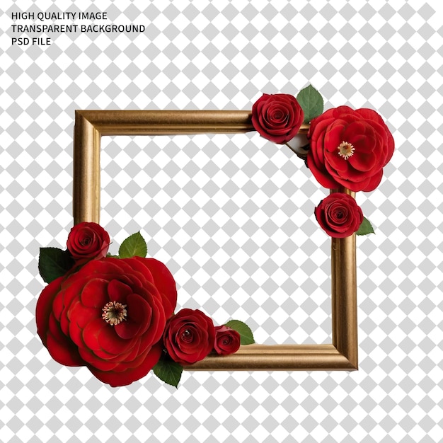 valentines day flower heart shape frame PSD png transparent background