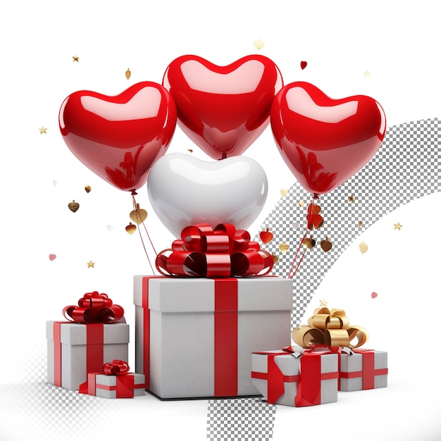 Valentines day gift box transparent background