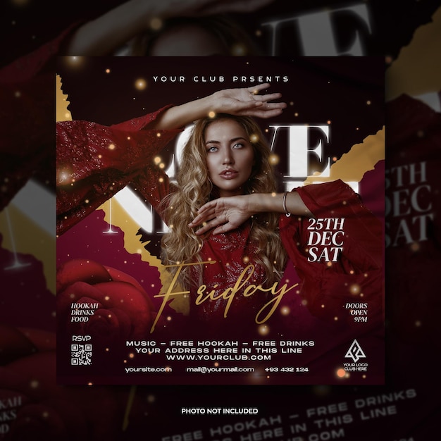 Valentines day party flyer social media post