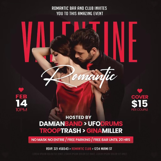 PSD valentines day party flyer template