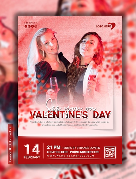 PSD valentines day party flyer template