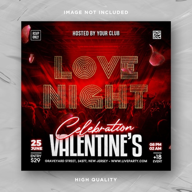 PSD valentines day party flyer template