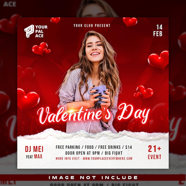 PSD valentines day party with love background