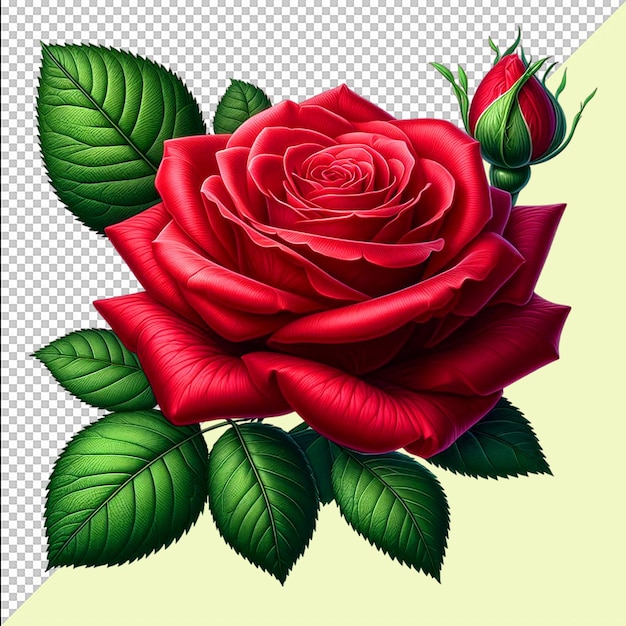 Valentines Day Red Roses Isolated on Transparent background