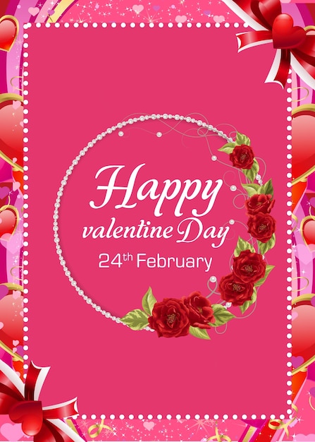 Valentines day Romantic backgrounds Festive gift card templates with realistic 3d design elements