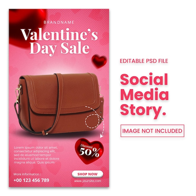 PSD valentines day sale banner for social media story