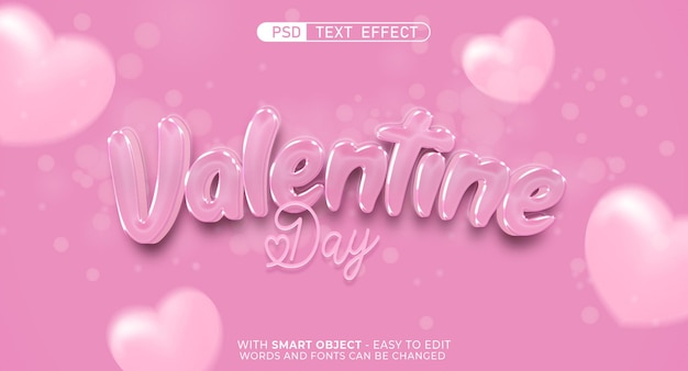 Valentines day text effect with 3d style