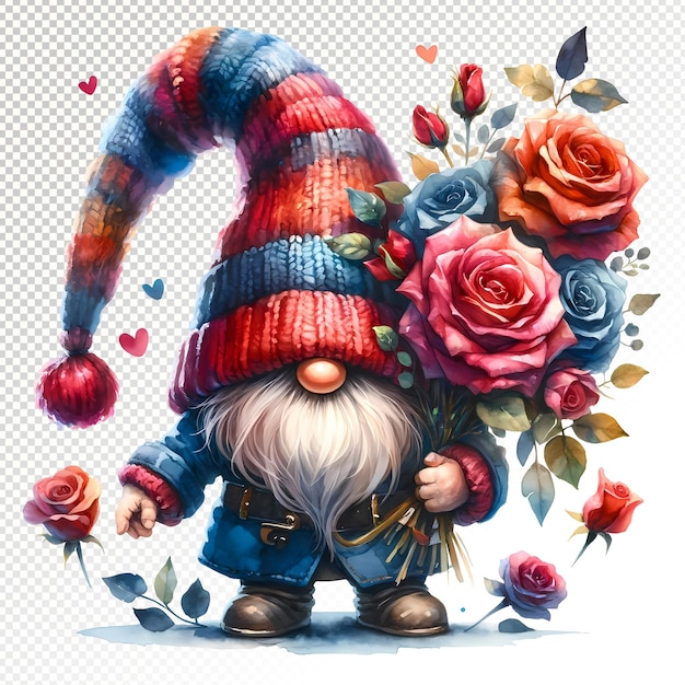 Valentines Gnome Clipart Illustrations Transparent Background PSD