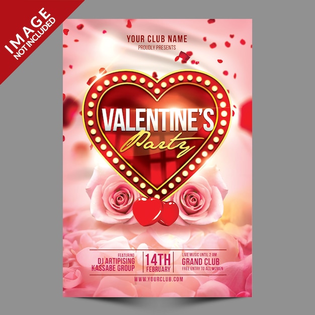 Valentines Party Flyer PSD Template