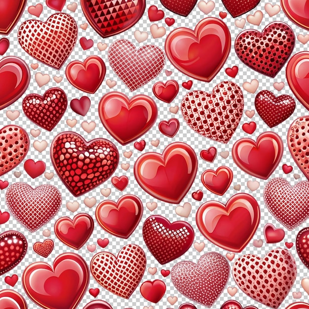 PSD valentines seamless heart shape pattern on transparent background