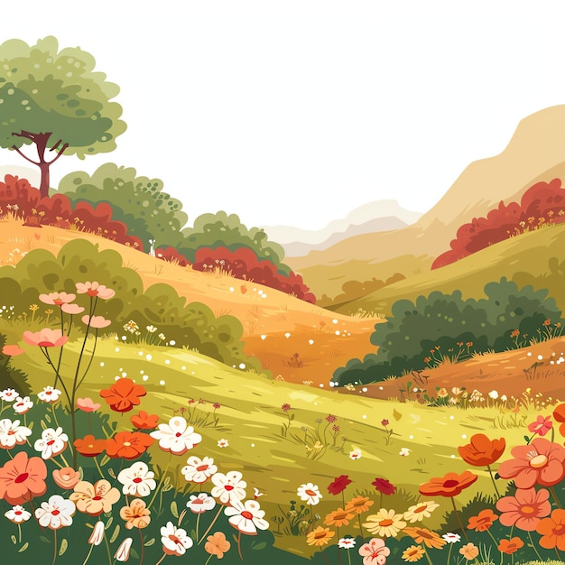 PSD valley of flowers indian illustration