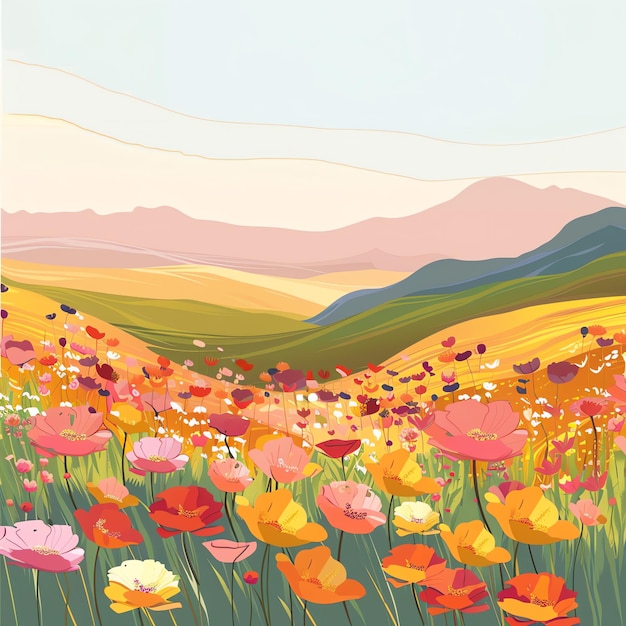 PSD valley of flowers indian illustration