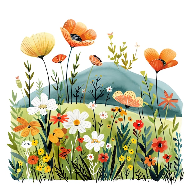 PSD valley of flowers indian illustration