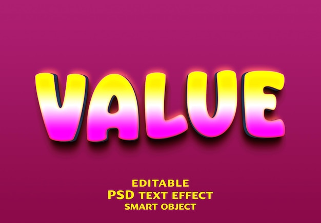 value 3d text effect design