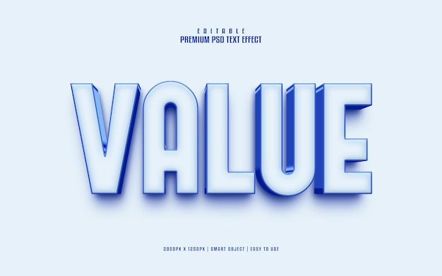 Value editable premium psd text effect