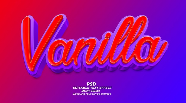 Vanilla 3d editable text effect PSD photoshop template