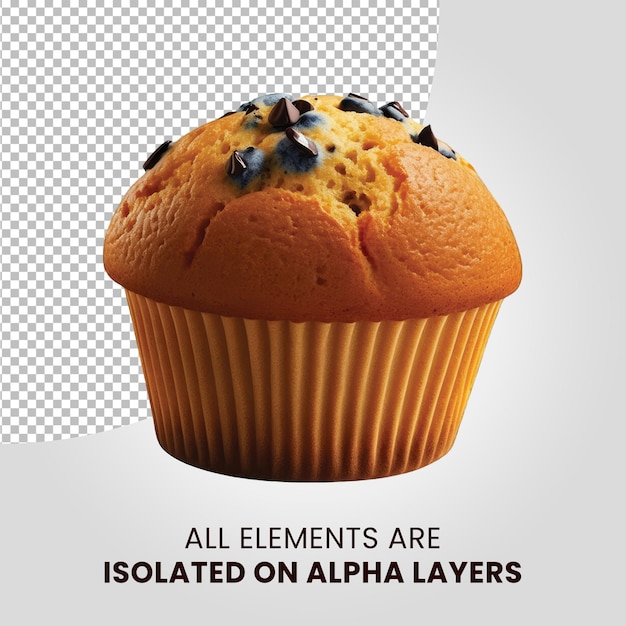 Vanilla muffin chocolate on top isolated on alpha layers png