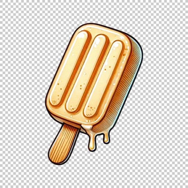 Vanilla popsicle isolated on transparent background