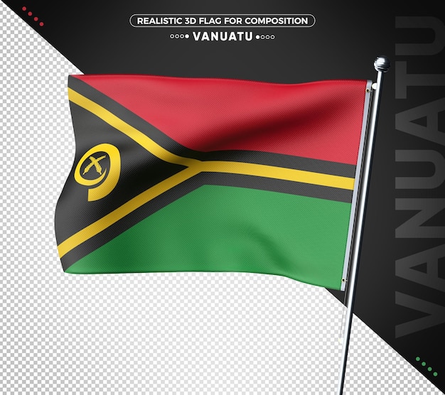 Vanuatu 3D flag with realistic texture isolated