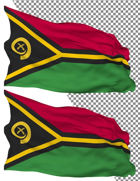 Vanuatu Flag Waves Isolated in Plain and Bump Texture with Transparent Background 3D Rendering