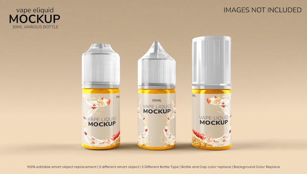 Vape liquid mockup, different 30ml bottle type - PSD Mockup