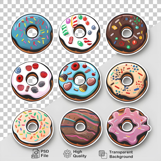 a variety of donuts are shown on a checkered surface