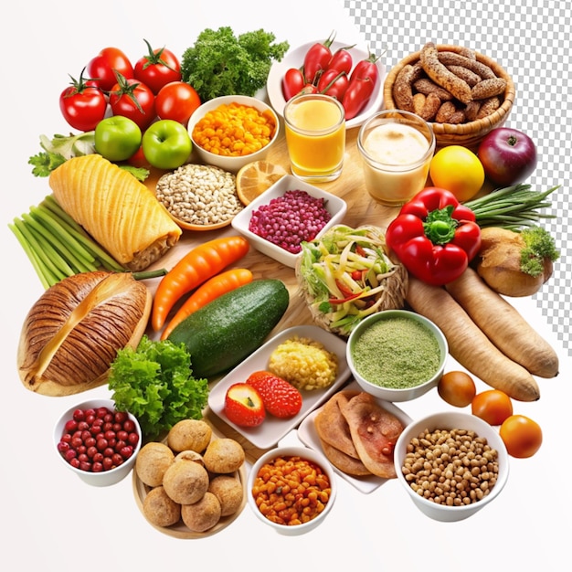 variety of food on transparent background