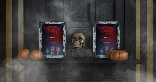 Variety of halloween frame mock-ups front view