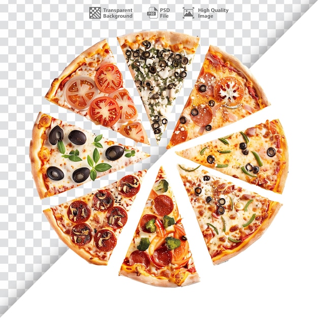 Variety Of Pizza Slices On Transparent Background Isolated