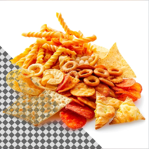 PSD variety of snacks isolated on transparent background for highquality digital design and marketing