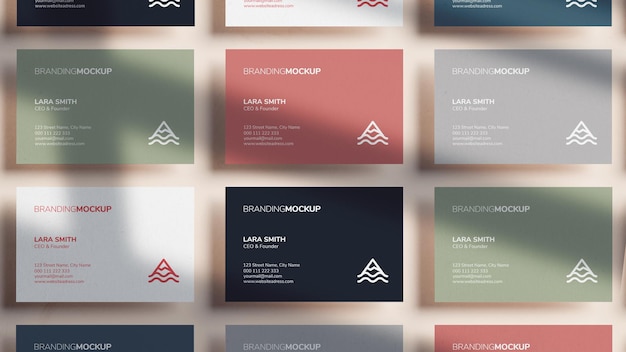 PSD various colorful business card mockup in 3d rendering