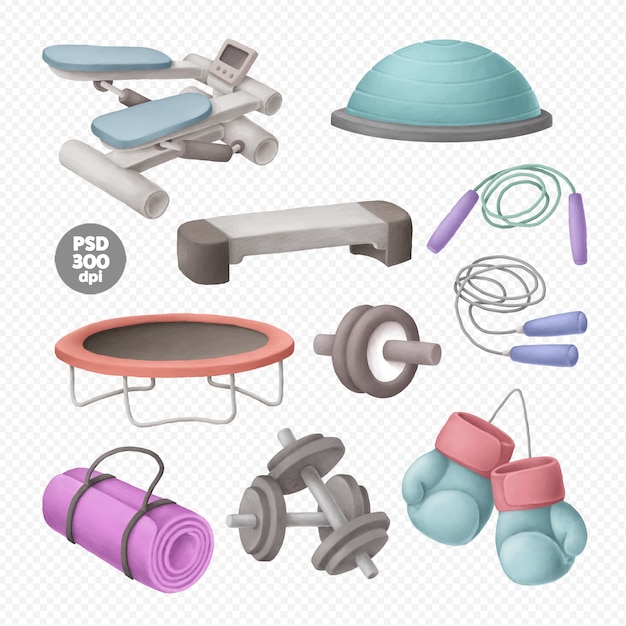 Various gym equipment isolated