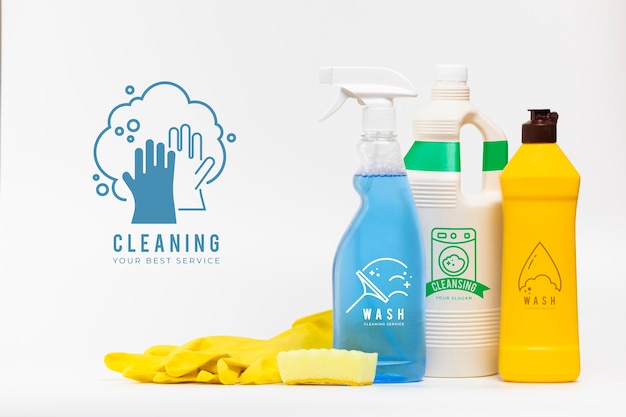 PSD various house cleaning products mock-up