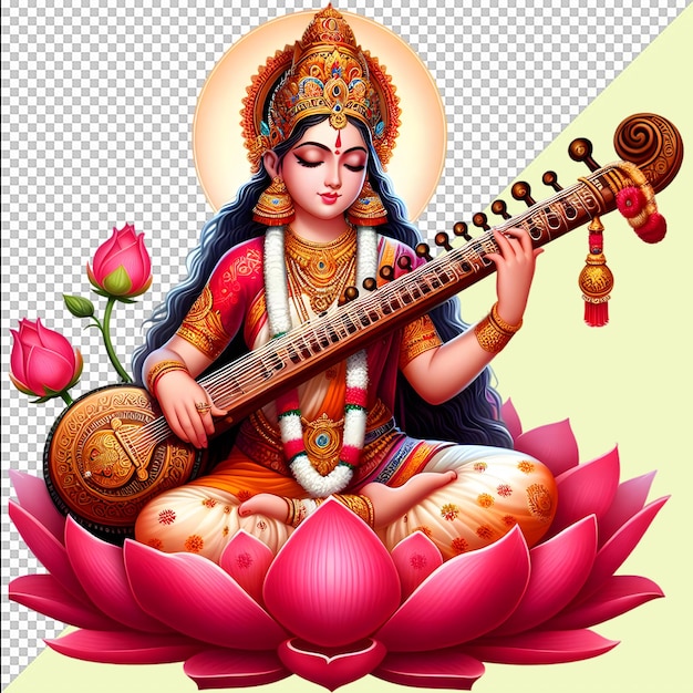 vasant panchami Maa Saraswati isolated Vasant Panchami Png on transparent background