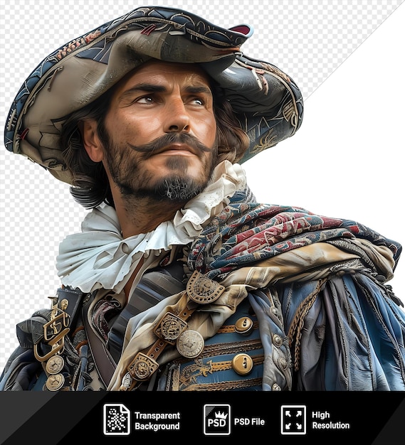 vasco nunez de balboa the explorer is crossing the isthmus of panama discovering the pacific ocean he wears a brown hat and has a prominent nose and blue and brown