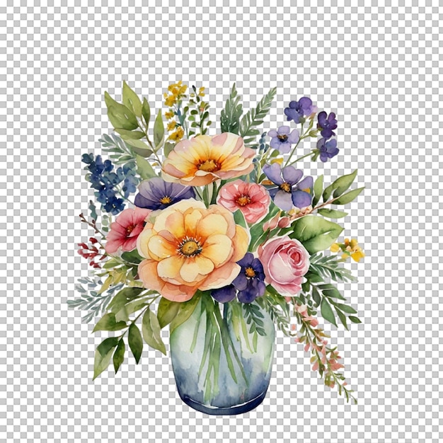 a vase of flowers is shown with a drawing of a bouquet