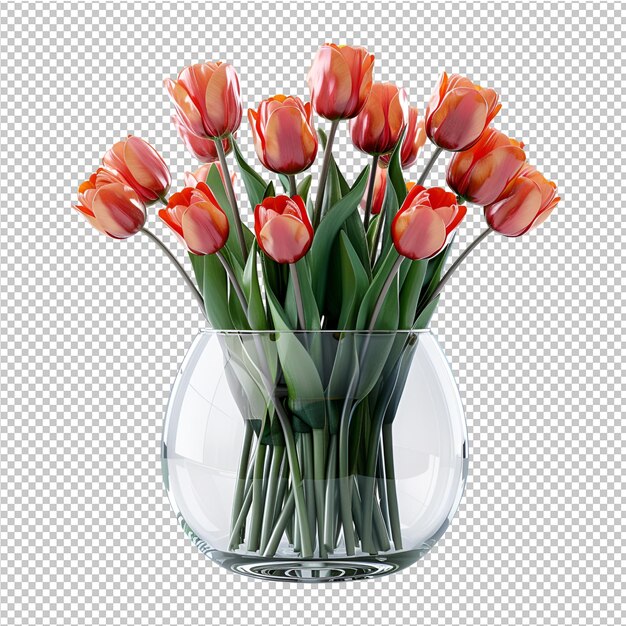 a vase with a bunch of orange tulips in it