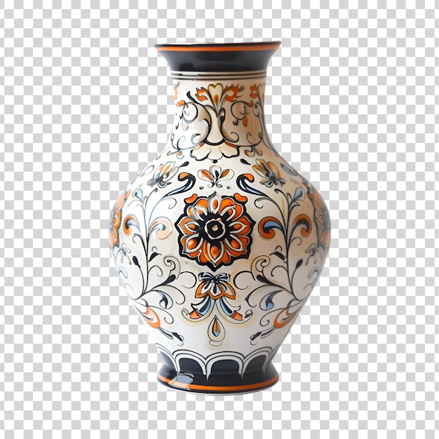 PSD a vase with floral design on a transparent background